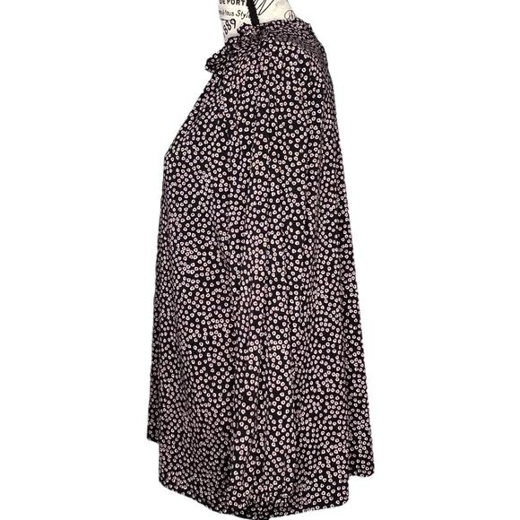 Adrianna Papell X-LARGE Moss Crepe Ruffle Neck 3/4 Sleeve Heart Patterned Top - Picture 3 of 14